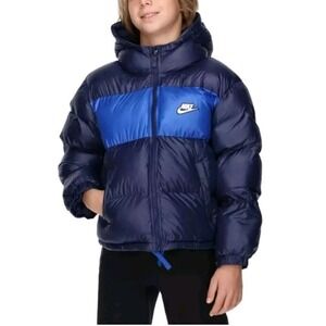 Nike Coat Sportswear Loose Padded Hooded Jacket Blue Therma-FIT Big Kids Size LG